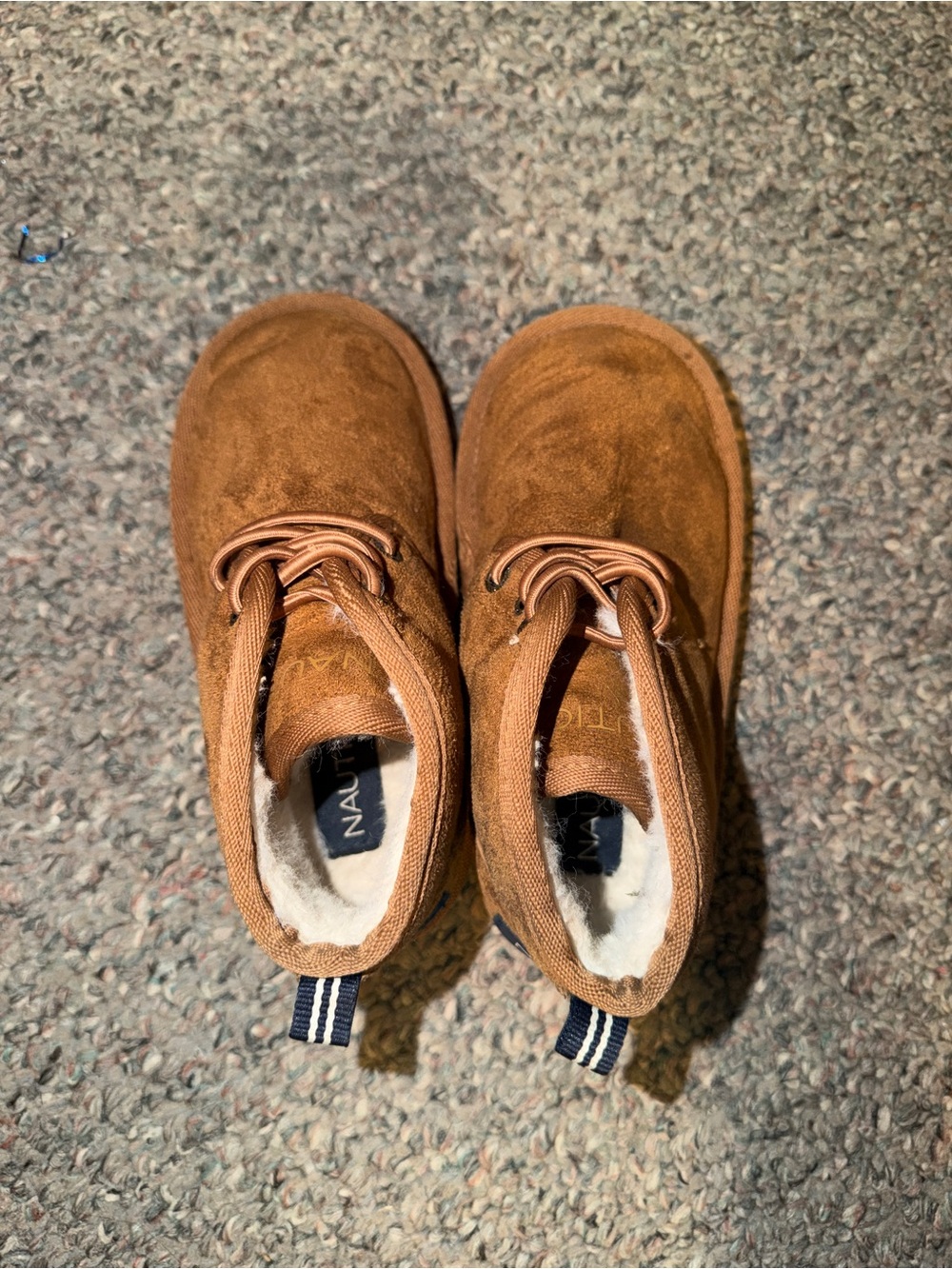 Nautica Kids Chestnut Brown Suede-Look Cozy Boots